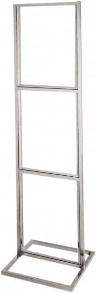 ECONOCO - 22 Inch Wide x 28 Inch High Sign Compatibility, Steel Square Frame Triple Bulletin Sign Holder - Chrome, 90 Inch Holder Height, Holds 3 Signs - Exact Tooling