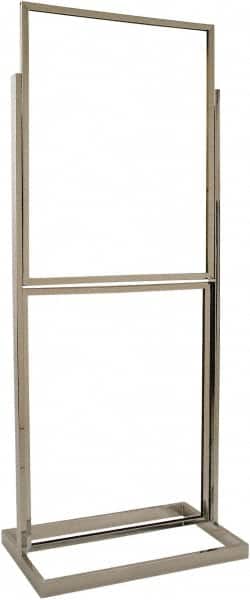 ECONOCO - 22 Inch Wide x 28 Inch High Sign Compatibility, Steel Square Frame Double Bulletin Sign Holder - Chrome, 56 Inch Holder Height, Holds 2 Signss - Exact Tooling