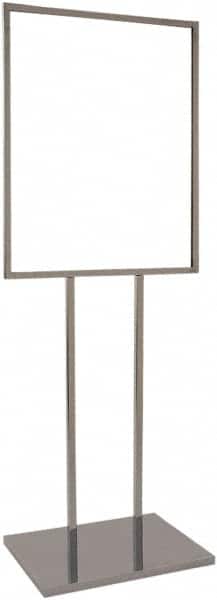 ECONOCO - 22 Inch Wide x 28 Inch High Sign Compatibility, Steel Square Frame Bulletin Sign Holder - Chrome, 60 Inch Holder Height, Holds 1 Sign - Exact Tooling