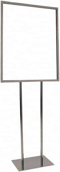 ECONOCO - 22 Inch Wide x 28 Inch High Sign Compatibility, Steel Square Frame Bulletin Sign Holder - Chrome, 60 Inch Holder Height, Holds 1 Sign - Exact Tooling