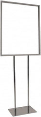 ECONOCO - 22 Inch Wide x 28 Inch High Sign Compatibility, Steel Square Frame Bulletin Sign Holder - Chrome, 60 Inch Holder Height, Holds 1 Sign - Exact Tooling
