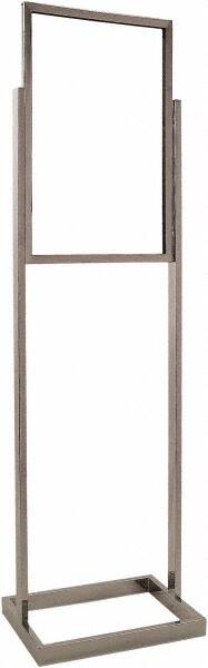 ECONOCO - 14 Inch Wide x 22 Inch High Sign Compatibility, Steel Square Frame Bulletin Sign Holder - Chrome, 56 Inch Holder Height, Holds 1 Sign - Exact Tooling
