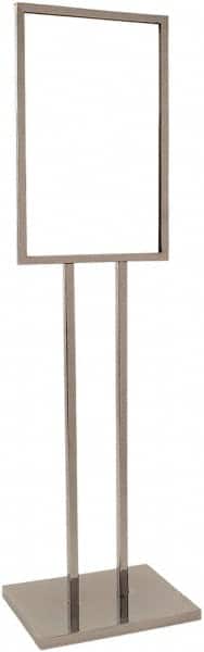 ECONOCO - 14 Inch Wide x 22 Inch High Sign Compatibility, Steel Square Frame Bulletin Sign Holder - Chrome, 53 Inch Holder Height, Holds 1 Sign - Exact Tooling