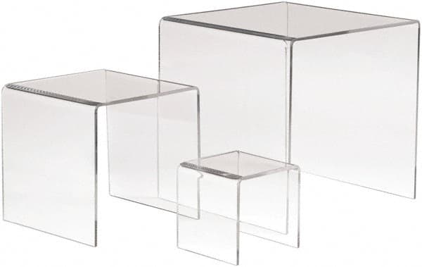 ECONOCO - 3, 5 & 7" High x 3, 5 & 7" Wide x 3, 5 & 7" Deep, Display Riser Plastic Shelving - Clear - Exact Tooling