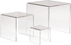 ECONOCO - 3, 5 & 7" High x 3, 5 & 7" Wide x 3, 5 & 7" Deep, Display Riser Plastic Shelving - Clear - Exact Tooling