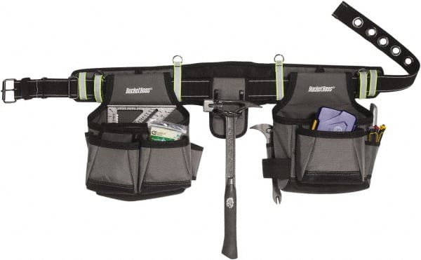 Bucket Boss - 1 to 52" Waist Tool Rig - 29 Pocket, Gray, Polyester - Exact Tooling