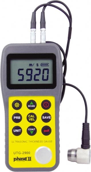 Phase II - 0.025" to 23" Pulse Echo Mode & 2-23/64" Echo-Echo Mode Measurement, 0.01mm Resolution Electronic Thickness Gage - Accurate up to 0.015mm - Exact Tooling
