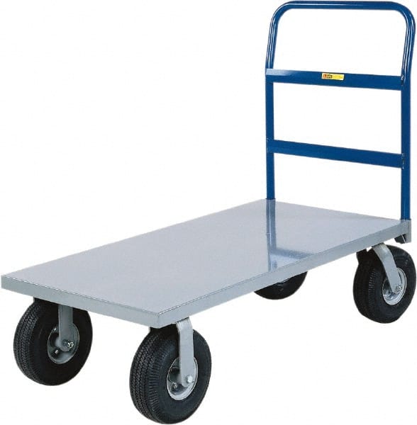Little Giant - 1,500 Lb Capacity Steel Cushion Load Platform Truck - Steel Deck, 24" OAW, 48" Platform Length x 14" Platform Height, Pneumatic Casters - Exact Tooling