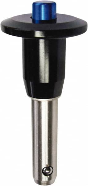 Monroe Engineering Products - 3/8" Diam, 2" Usable Length, Button Handle, Push Button Quick Release Pin - 3-13/32" OAL, Grade 17-4 Stainless Steel - Exact Tooling
