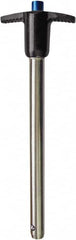 Monroe Engineering Products - 3/4" Diam, 4" Usable Length, T Handle, Push Button Quick Release Pin - 6-5/8" OAL, Grade 17-4 Stainless Steel - Exact Tooling