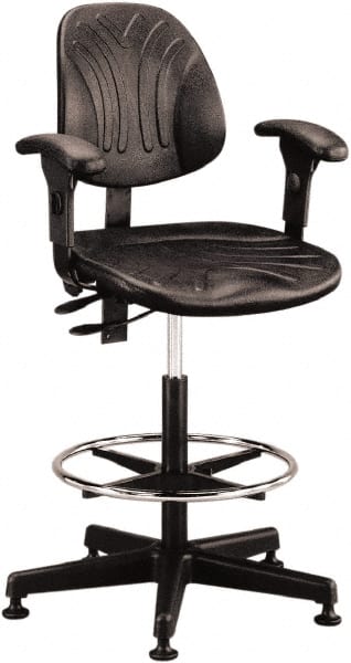 Bevco - 21 to 31" High Adjustable Chair - 27" Wide x 27" Deep, Polyurethane Seat, Black - Exact Tooling