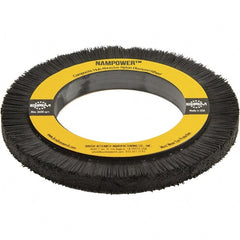 Brush Research Mfg. - 5-29/32" OD, 3-1/4" Arbor Hole, Crimped Abrasive Nylon Wheel Brush - 0.394" Face Width, 3/4" Trim Length, 3,600 RPM - Exact Tooling