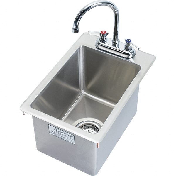 Krowne - 14" Long x 10" Wide Inside, 1 Compartment, Grade 304 Stainless Steel Drop In Sink - 20 Gauge, 9" Long x 12" Wide x 18" High Outside, 9" Deep - Exact Tooling