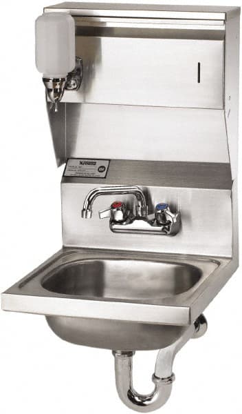 Krowne - 10" Long x 14" Wide Inside, 1 Compartment, Grade 304 Stainless Steel Hand Sink with Soap & Towel - 20 Gauge, 24" Long x 16" Wide x 15" High Outside, 6" Deep - Exact Tooling