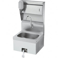 Krowne - 10" Long x 14" Wide Inside, 1 Compartment, Grade 304 Stainless Steel Hand Sink with Knee Valve - 20 Gauge, 24" Long x 16" Wide x 15" High Outside, 6" Deep - Exact Tooling