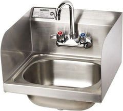 Krowne - 14" Long x 10" Wide Inside, 1 Compartment, Grade 304 Stainless Steel Hand Sink with Side Support - 20 Gauge, 14" Long x 16" Wide x 15" High Outside, 6" Deep - Exact Tooling