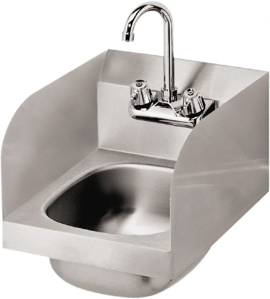 Krowne - 14" Long x 10" Wide Inside, 1 Compartment, Grade 304 Stainless Steel Hand Sink with Side Support - 20 Gauge, 12" Long x 12" Wide x 17" High Outside, 6" Deep - Exact Tooling