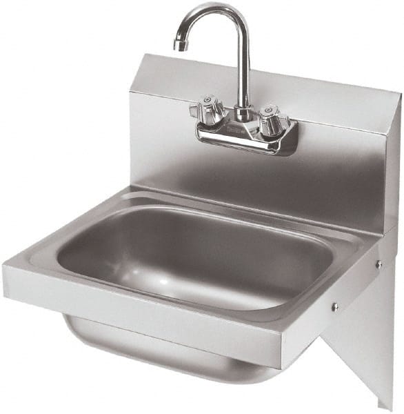 Krowne - 10" Long x 14" Wide Inside, 1 Compartment, Grade 304 Stainless Steel Hand Sink with Side Support - 20 Gauge, 20" Long x 16" Wide x 15" High Outside, 6" Deep - Exact Tooling