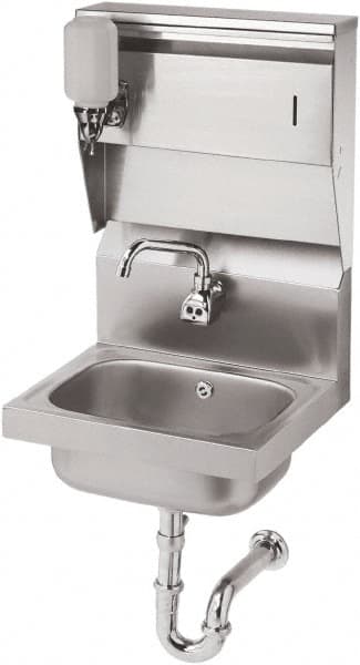 Krowne - 10" Long x 14" Wide Inside, 1 Compartment, Grade 304 Stainless Steel Hand Sink with Electronic Faucet - 20 Gauge, 15" Long x 16" Wide x 24" High Outside, 6" Deep - Exact Tooling