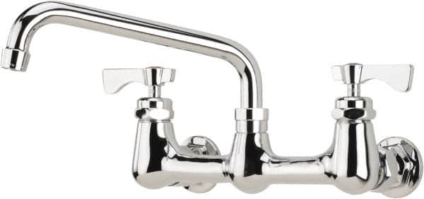 Krowne - Wall Mount, Low Arc Service Sink Faucet - Two Handle, Color Coded, Blade Handle, Swing Spout and Nozzle, No Drain - Exact Tooling