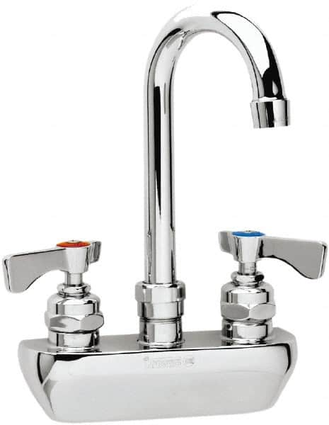 Krowne - Wall Mount, High Arc Service Sink Faucet - Two Handle, Color Coded, Blade Handle, Gooseneck Spout and Nozzle, No Drain - Exact Tooling