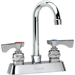 Krowne - Deck Mount, High Arc Deck Mount Faucet - Two Handle, Color Coded, Blade Handle, Gooseneck Spout and Nozzle, No Drain - Exact Tooling