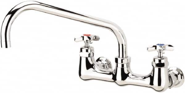 Krowne - Wall Mount, Low Arc Full Flow Faucet - Two Handle, Color Coded, Cross Handle, Swing Spout and Nozzle, No Drain - Exact Tooling
