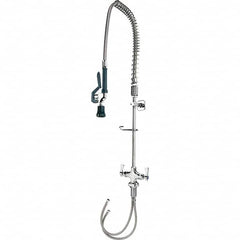 Krowne - Deck Mount, Pre Rinse Faucet with Spray - Two Handle, Color Coded, Blade Handle, Gooseneck Spout with Hose, No Drain - Exact Tooling