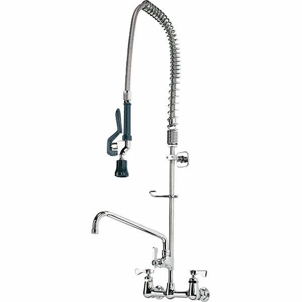 Krowne - Wall Mount, Add On Faucet for Pre-Rinse Units with Spray - Two Handle, Color Coded, Blade Handle, Gooseneck Spout with Hose, No Drain - Exact Tooling