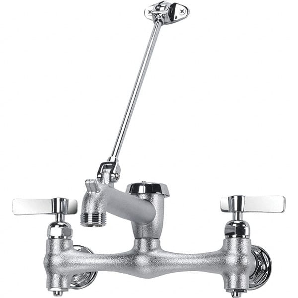 Krowne - Wall Mount, Long Spout Service Sink Faucet - Two Handle, Color Coded, Blade Handle, Spout with Hook, No Drain - Exact Tooling