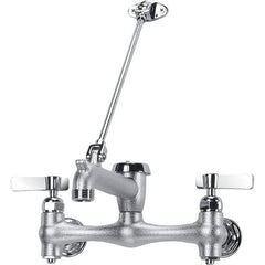 Krowne - Wall Mount, Long Spout Service Sink Faucet - Two Handle, Color Coded, Blade Handle, Spout with Hook, No Drain - Exact Tooling