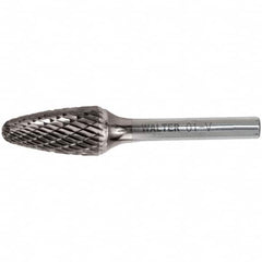 WALTER Surface Technologies - 1/2" Cut Diam, 1/4" Shank Diam, Tree Head Double Cut Burr - Carbide, 1" LOC - Exact Tooling