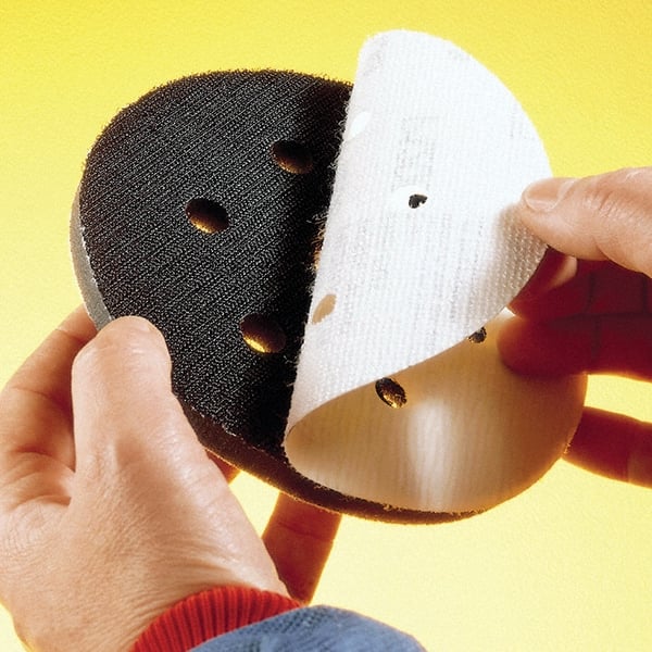 3M - 5" Diam, 30 Grit µ Aluminum Oxide Adhesive PSA Disc - Super Fine Grade, Green, Polyester Backing, Flexible, Use with Random Orbital Sanders - Exact Tooling