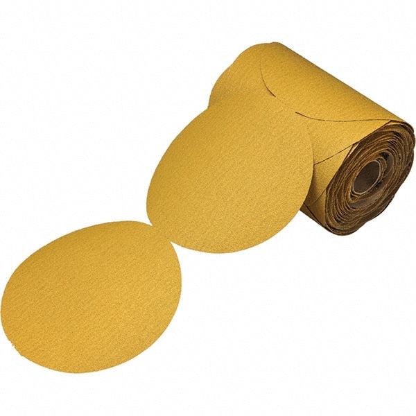 3M - 5" Diam, 800 Grit Aluminum Oxide Adhesive PSA Disc - Super Fine Grade, Gold, Film Backing, Flexible, Use with Random Orbital Sanders - Exact Tooling