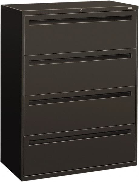 Hon - 42" Wide x 53-1/4" High x 19-1/4" Deep, 4 Drawer Lateral File - Steel, Charcoal - Exact Tooling