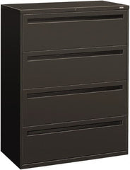 Hon - 42" Wide x 53-1/4" High x 19-1/4" Deep, 4 Drawer Lateral File - Steel, Charcoal - Exact Tooling