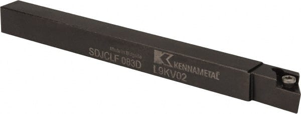 Kennametal - SDJC, Left Hand Cut, 3° Lead Angle, 1/2" Shank Height x 1/2" Shank Width, Neutral Rake Indexable Turning Toolholder - 6" OAL, DC..32.5. Insert Compatibility, Series Screw-On - Exact Tooling