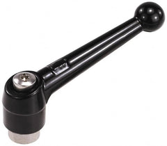 KIPP - #10-24, 0.51" Hub Diam, Zinc Die Cast (Stainless Steel Components) Tapped Adjustable Clamping Lever - 1.81" OAL, 1.28" High, 0.35" Hole Depth - Exact Tooling