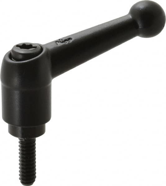 KIPP - #10-24, 13mm Hub Diam, Zinc Die Cast (Steel Components) Threaded Stud Adjustable Clamping Lever - 0.59" Stud Length, 46mm OAL, 32.5mm High - Exact Tooling