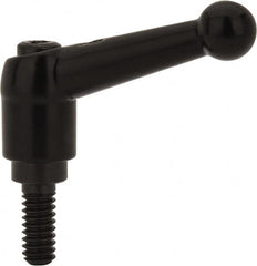 KIPP - 1/4-20, 13mm Hub Diam, Zinc Die Cast (Steel Components) Threaded Stud Adjustable Clamping Lever - 0.59" Stud Length, 46mm OAL, 32.5mm High - Exact Tooling