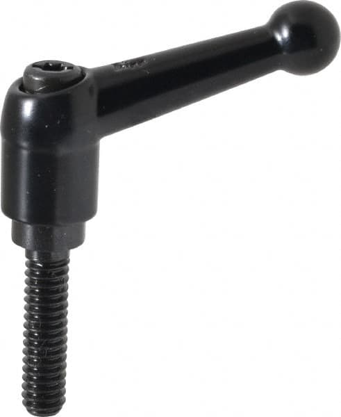 KIPP - 1/4-20, 13mm Hub Diam, Zinc Die Cast (Steel Components) Threaded Stud Adjustable Clamping Lever - 0.98" Stud Length, 46mm OAL, 32.5mm High - Exact Tooling