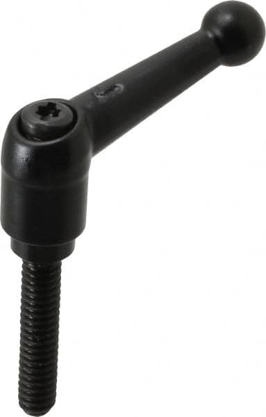 KIPP - 1/4-20, 13mm Hub Diam, Zinc Die Cast (Steel Components) Threaded Stud Adjustable Clamping Lever - 1.18" Stud Length, 46mm OAL, 32.5mm High - Exact Tooling