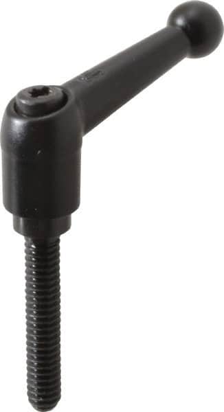 KIPP - 1/4-20, 13mm Hub Diam, Zinc Die Cast (Steel Components) Threaded Stud Adjustable Clamping Lever - 1.38" Stud Length, 46mm OAL, 32.5mm High - Exact Tooling