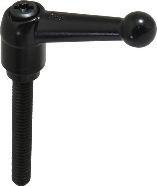 KIPP - 1/4-20, 13mm Hub Diam, Zinc Die Cast (Steel Components) Threaded Stud Adjustable Clamping Lever - 1.77" Stud Length, 46mm OAL, 32.5mm High - Exact Tooling