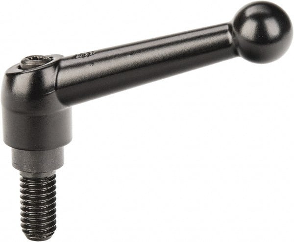 KIPP - 3/8-16, 0.71" Hub Diam, Zinc Die Cast (Steel Components) Threaded Stud Adjustable Clamping Lever - 0.79" Stud Length, 2.87" OAL, 1.79" High - Exact Tooling