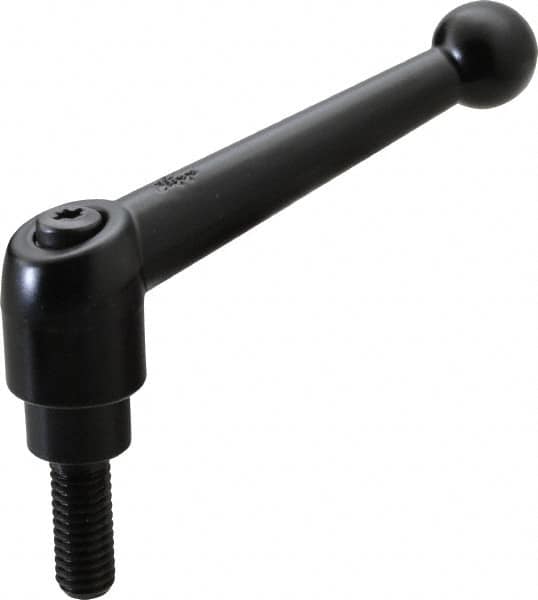 KIPP - 3/8-16, 0.83" Hub Diam, Zinc Die Cast (Steel Components) Threaded Stud Adjustable Clamping Lever - 0.98" Stud Length, 3.54" OAL, 2.26" High - Exact Tooling
