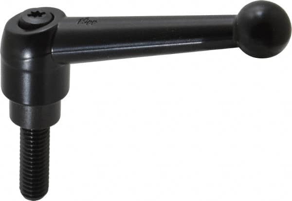 KIPP - 3/8-16, 0.83" Hub Diam, Zinc Die Cast (Steel Components) Threaded Stud Adjustable Clamping Lever - 1.18" Stud Length, 3.54" OAL, 2.26" High - Exact Tooling