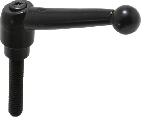 KIPP - 3/8-16, 0.83" Hub Diam, Zinc Die Cast (Steel Components) Threaded Stud Adjustable Clamping Lever - 1.97" Stud Length, 3.54" OAL, 2.26" High - Exact Tooling