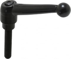 KIPP - 3/8-16, 0.83" Hub Diam, Zinc Die Cast (Steel Components) Threaded Stud Adjustable Clamping Lever - 1.97" Stud Length, 3.54" OAL, 2.26" High - Exact Tooling