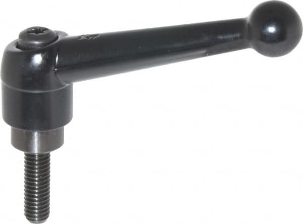 KIPP - 3/8-16, 0.98" Hub Diam, Zinc Die Cast (Steel Components) Threaded Stud Adjustable Clamping Lever - 1.18" Stud Length, 4-1/4" OAL, 2.64" High - Exact Tooling